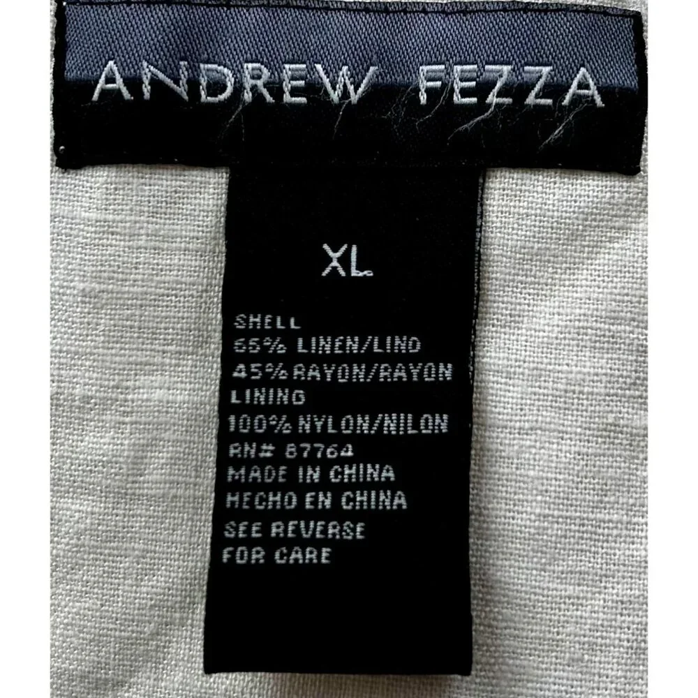 ANDREW FEZZA Men’s Coastal Casual Summerwear Cream Linen‎ Blend Blazer XL